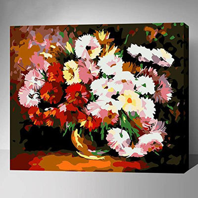 MADE4U [ Flowers and Vases Series ] [ 20" ] [ Wood Framed ] Paint By Numbers Kit with Brushes and Paints ( Flowers RXHI0148 )