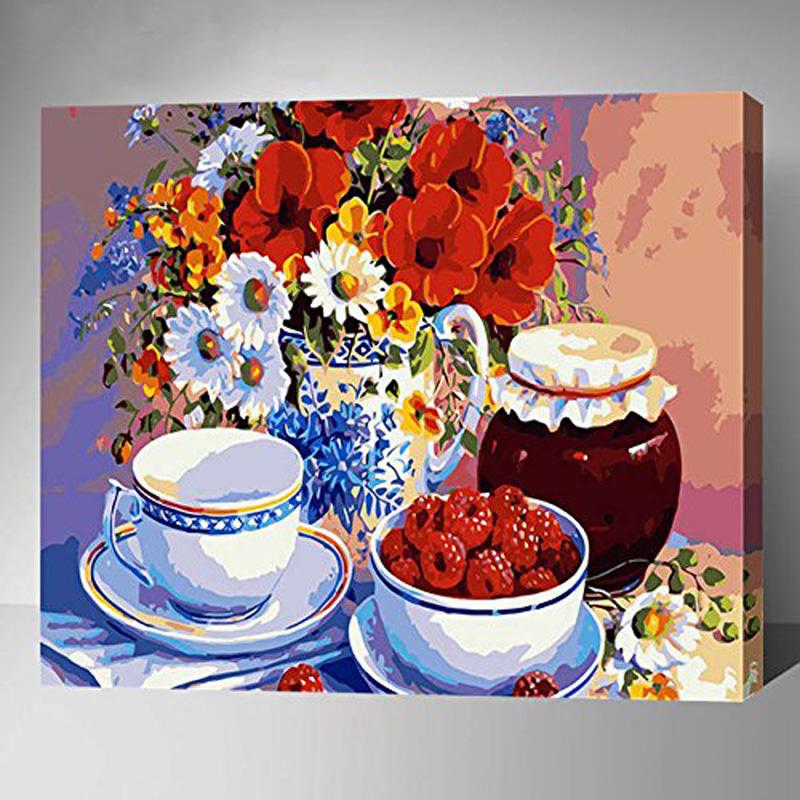 MADE4U [ Flowers and Vases Series ] [ 20" ] [ Wood Framed ] Paint By Numbers Kit with Brushes and Paints ( Flowers RXHI0286 )