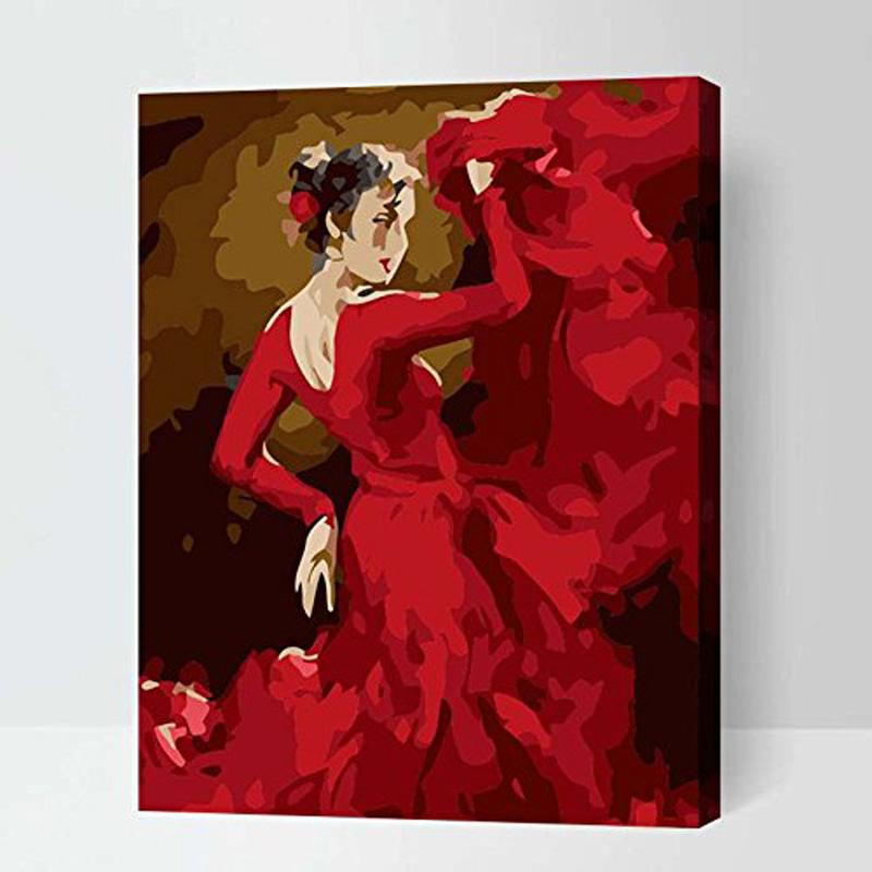 MADE4U [ Dance and Girl Series ] [ 20" ] [ Wood Framed ] Paint By Numbers Kit with Brushes and Paints ( Dance and Girl RXNHI0215 )