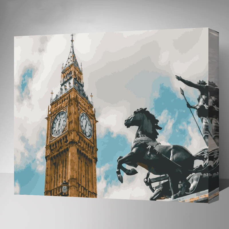 MADE4U [ London Series ] [ 20" ] [ Thicker (1") ] [ Wood Framed ] Paint By Numbers Kit with Brushes and Paints ( London HHGZ130182 )