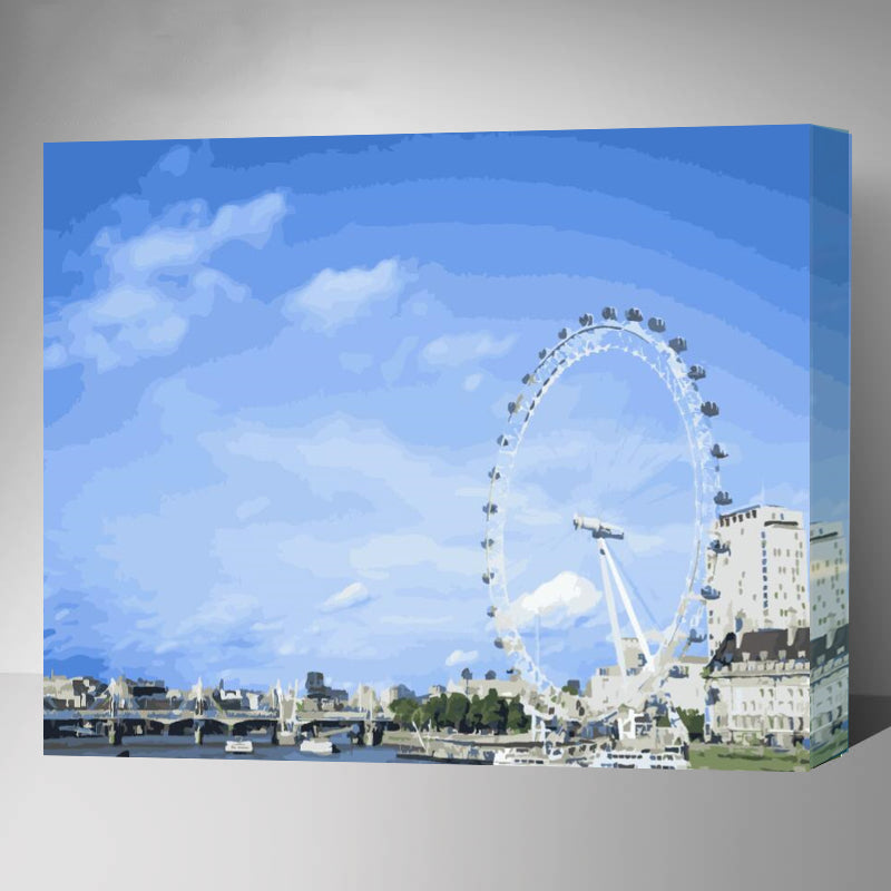 MADE4U [ London Series ] [ 20" ] [ Thicker (1") ] [ Wood Framed ] Paint By Numbers Kit with Brushes and Paints ( London HHGZ130183 )