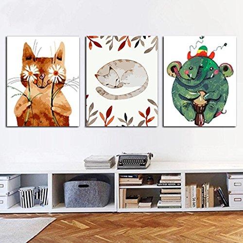MADE4U [ Elephant Cat Fox Series ] [ 20" ] [ Wood Framed ] Paint By Numbers Kit with Brushes and Paints ( Great Saver Bundle of 3 ) XL41X3