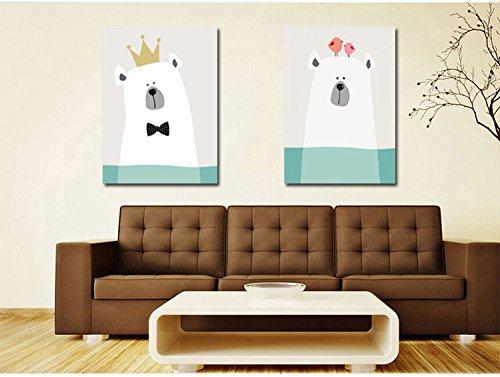 MADE4U [ Polar Bear series ] [ 20" ] [ Thicker (1") ] [ Wood Framed ] Paint By Numbers Kit with Brushes and Paints ( Great Saver Bundle of 2 ) XL45X2
