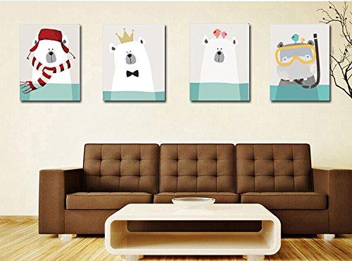 MADE4U [ Polar Bear series ] [ 20" ] [ Thicker (1") ] [ Wood Framed ] Paint By Numbers Kit with Brushes and Paints ( Great Saver Bundle of 3 ) XL45X4