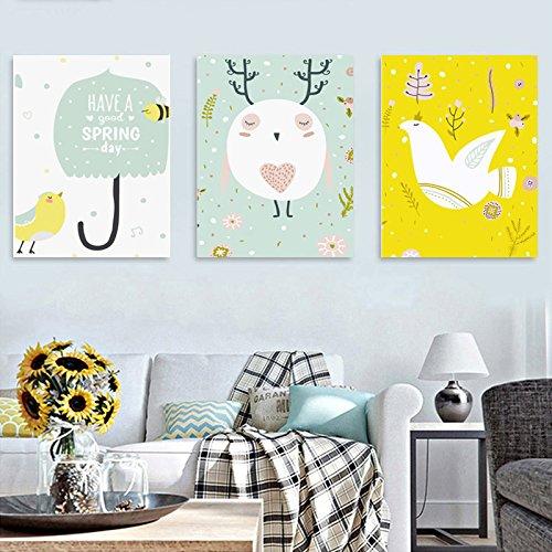 MADE4U [ Birdie series ] [ 20" ] [ Thicker (1") ] [ Wood Framed ] Paint By Numbers Kit with Brushes and Paints ( Great Saver Bundle of 3 ) XL54X3