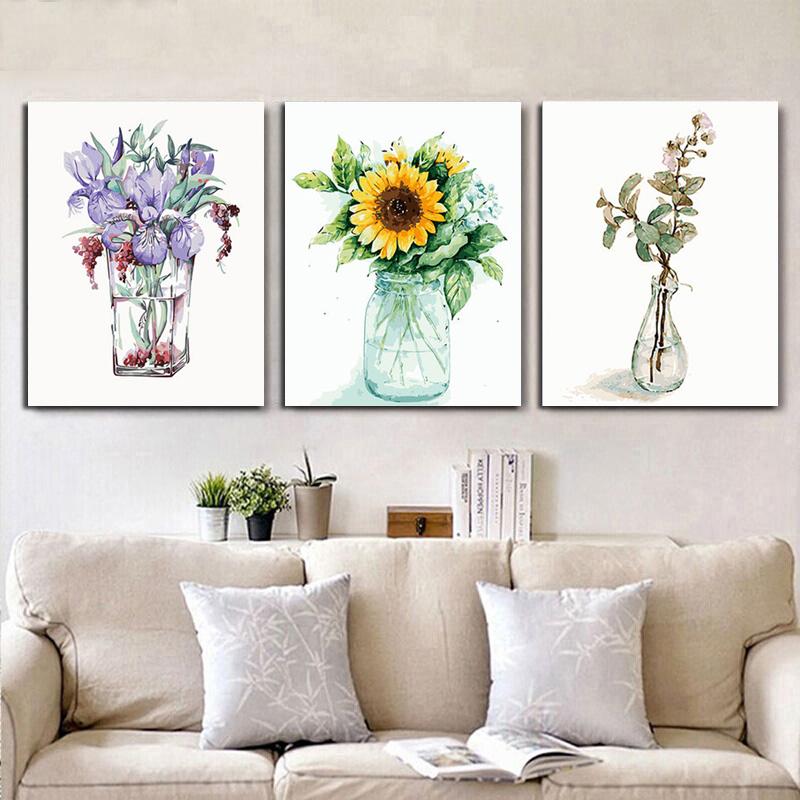 MADE4U [ Plant Flowers Series ] [ 20" ] [ Thicker (1") ] [ Wood Framed ] Paint By Numbers Kit with Brushes and Paints ( Flowers Great Saver Bundle of 3 XL84X306 )