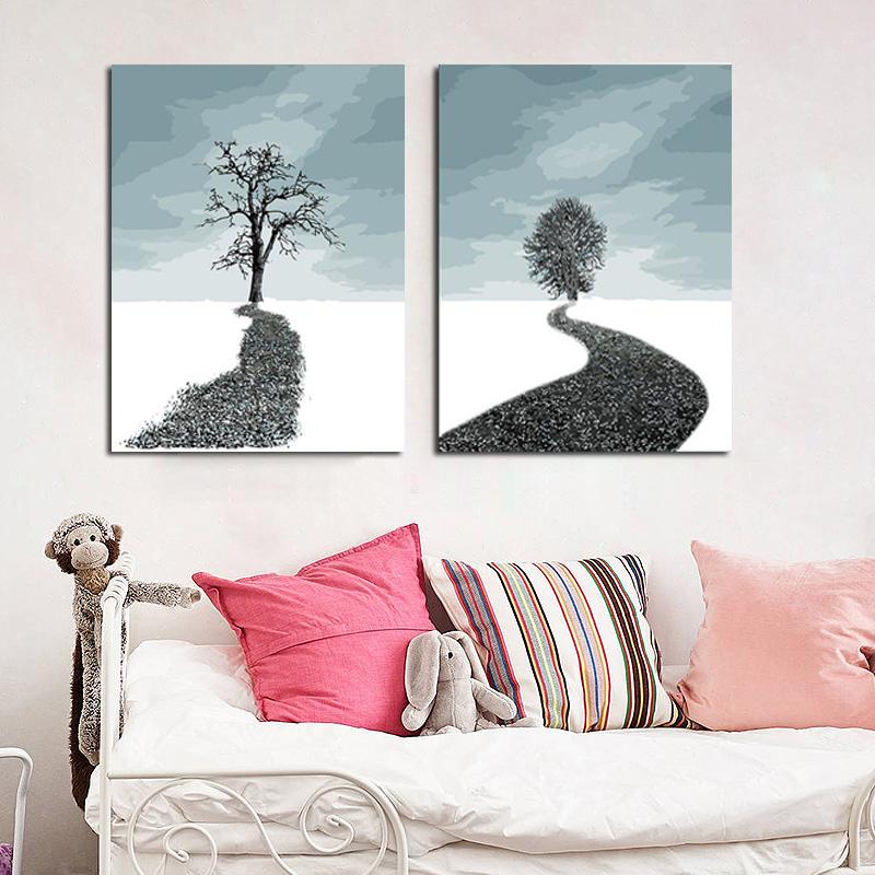 MADE4U [ Sky Road ] [ 20" ] [ Thicker (1") ] [ Wood Framed ] Paint By Numbers Kit with Brushes and Paints ( Sky Road Great Saver Bundle of 2 XL87X201 )