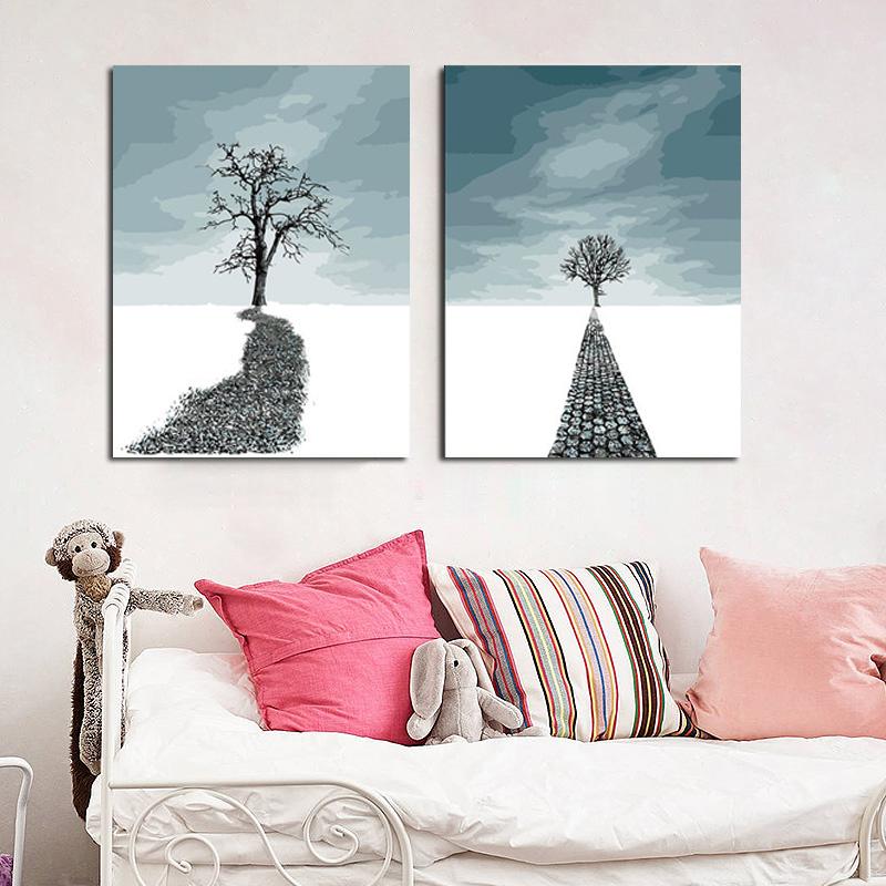 MADE4U [ Sky Road ] [ 20" ] [ Thicker (1") ] [ Wood Framed ] Paint By Numbers Kit with Brushes and Paints ( Sky Road Great Saver Bundle of 2 XL87X202 )