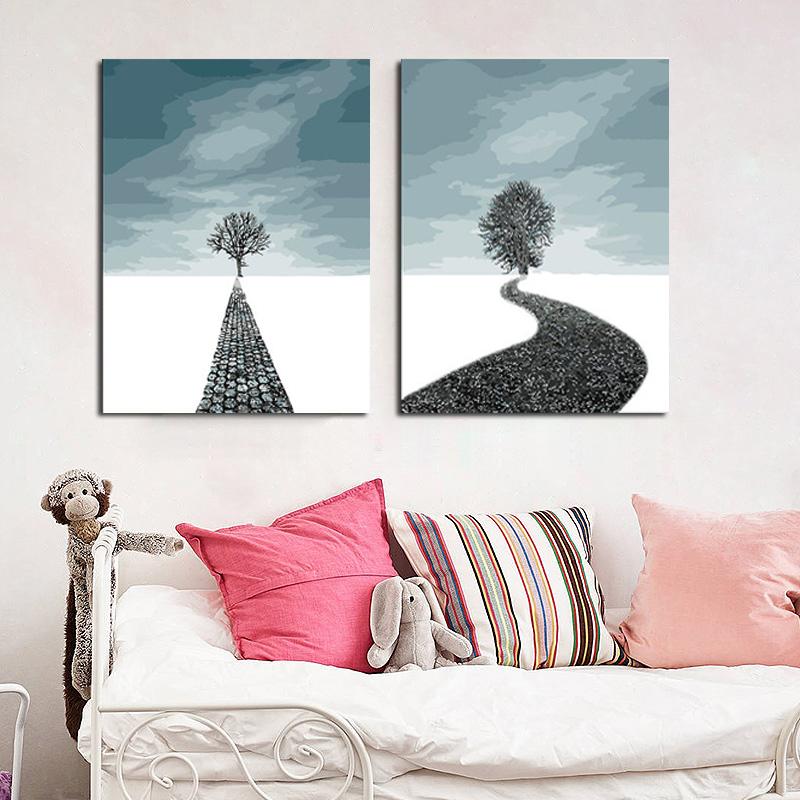 MADE4U [ Sky Road ] [ 20" ] [ Thicker (1") ] [ Wood Framed ] Paint By Numbers Kit with Brushes and Paints ( Sky Road Great Saver Bundle of 2 XL87X203 )