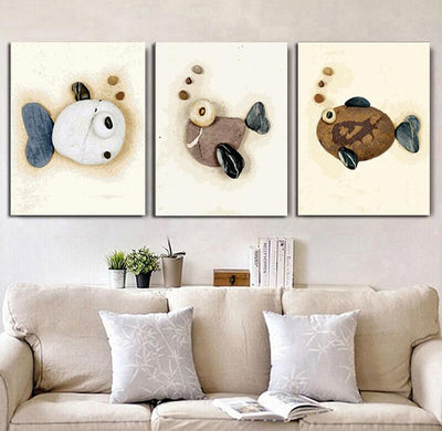 MADE4U [ Fish ] [ 20" ] [ Thicker (1") ] [ Wood Framed ] Paint By Numbers Kit with Brushes and Paints ( Fish Great Saver Bundle of 3 XL93X301 )