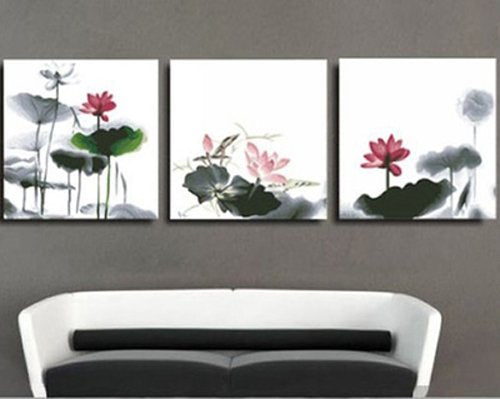 MADE4U [ 3 Pieces Split Series Ink Painting ] [ 16" x 3 ] [ Wood Framed ] Paint By Numbers Kit with Brushes and Paints ( Ink Painting 5 ) DLFP7143