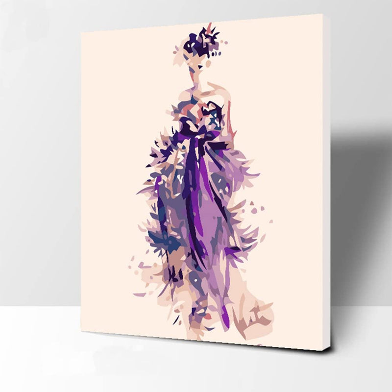 Made4u [ Wedding Dress Series [ 20" ] [ Wood Framed ] Paint By Numbers Kit with Brushes and Paints ( Wedding Dress RXHSI5537)