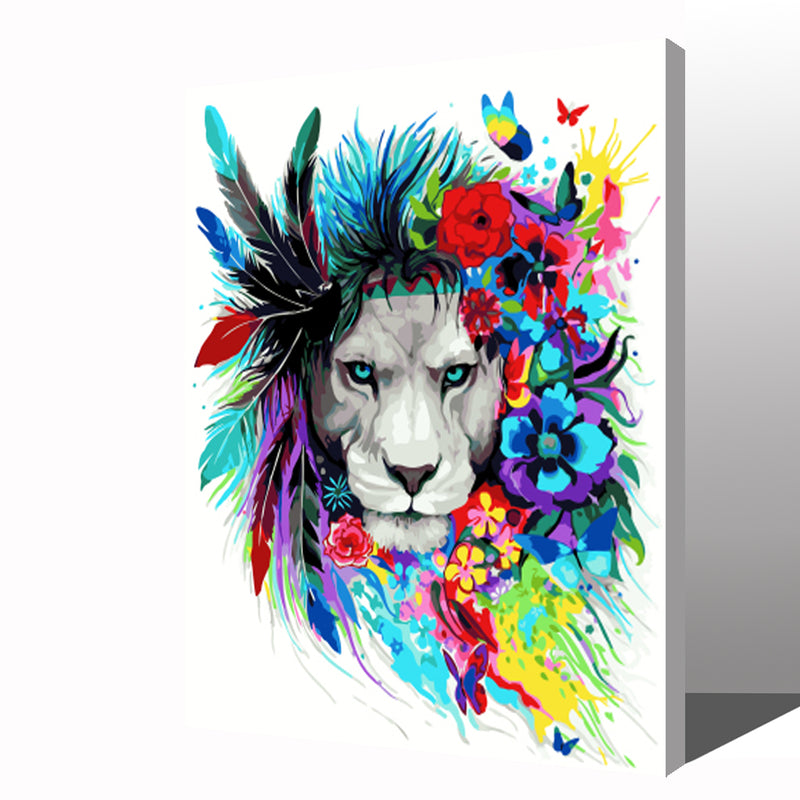 MADE4U [ Animal Series ] [ 20" ] [ Wood Framed ] Paint By Numbers Kit with Brushes and Paints ( Lion HHGZGX4906 ) NEW